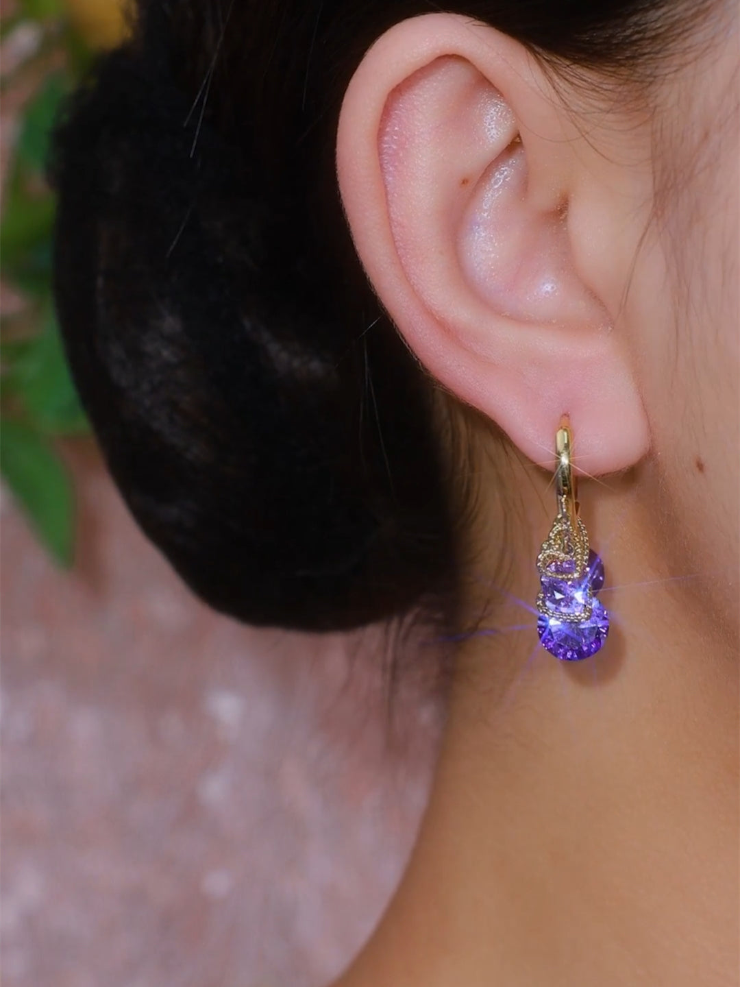Purple Three Lives Three Worlds Love Water Drop Earrings for Women Accessories