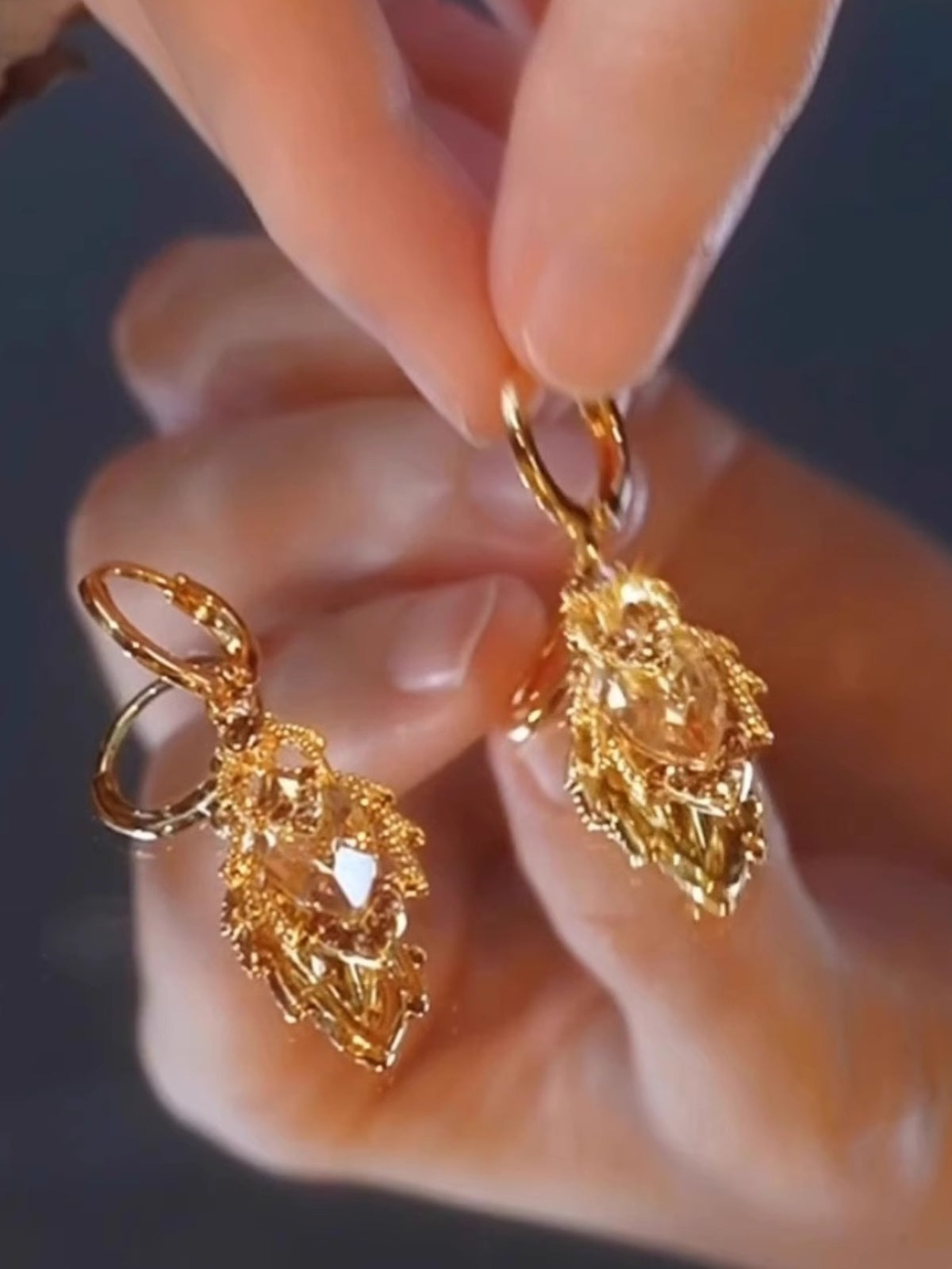 Champagne Maple Leaf Earrings Versatile Women's Accessories