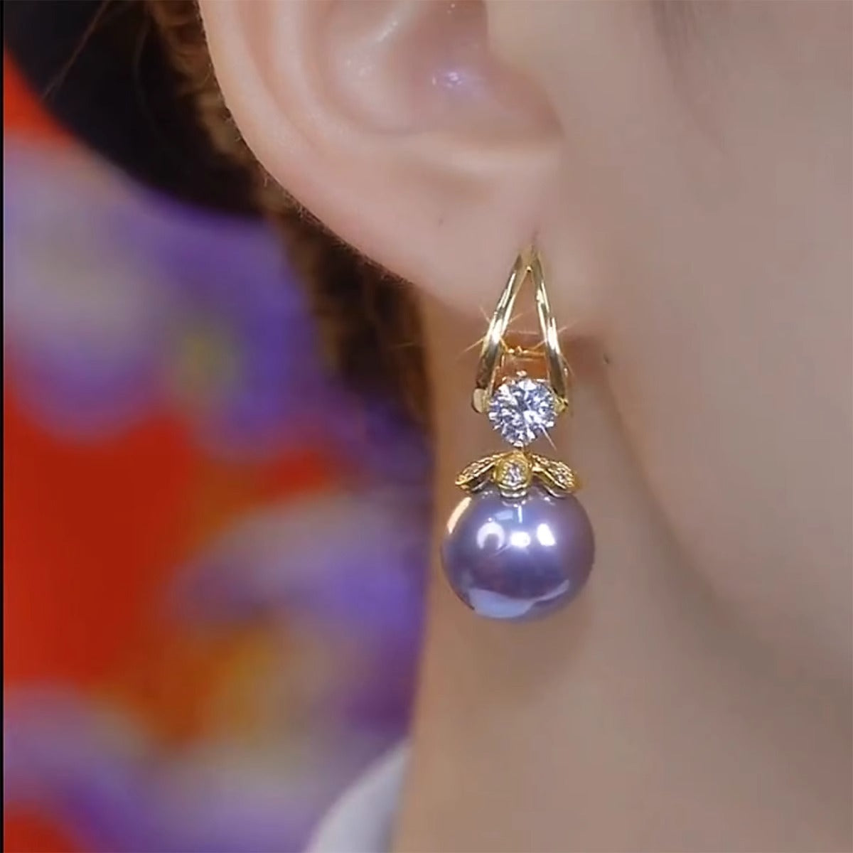 French Purple Pearl Earrings for Women Accessories