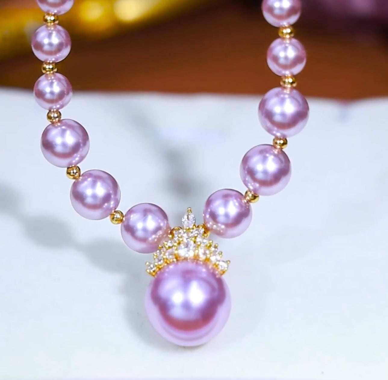 Fashion Purple Diamond Pearl Pendant Bracelet for Women