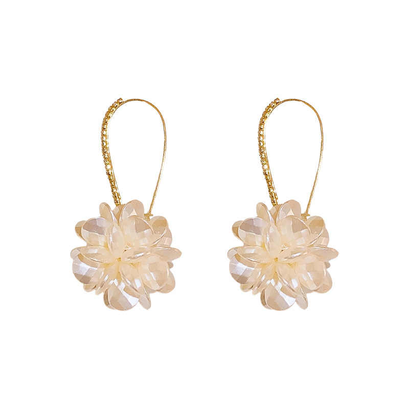 French Diamond Flower Pearl Earrings For Women
