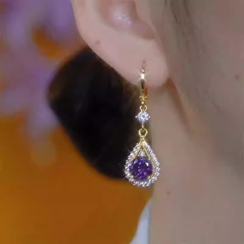 Purple Zircon Pendant Earrings Women's Accessories