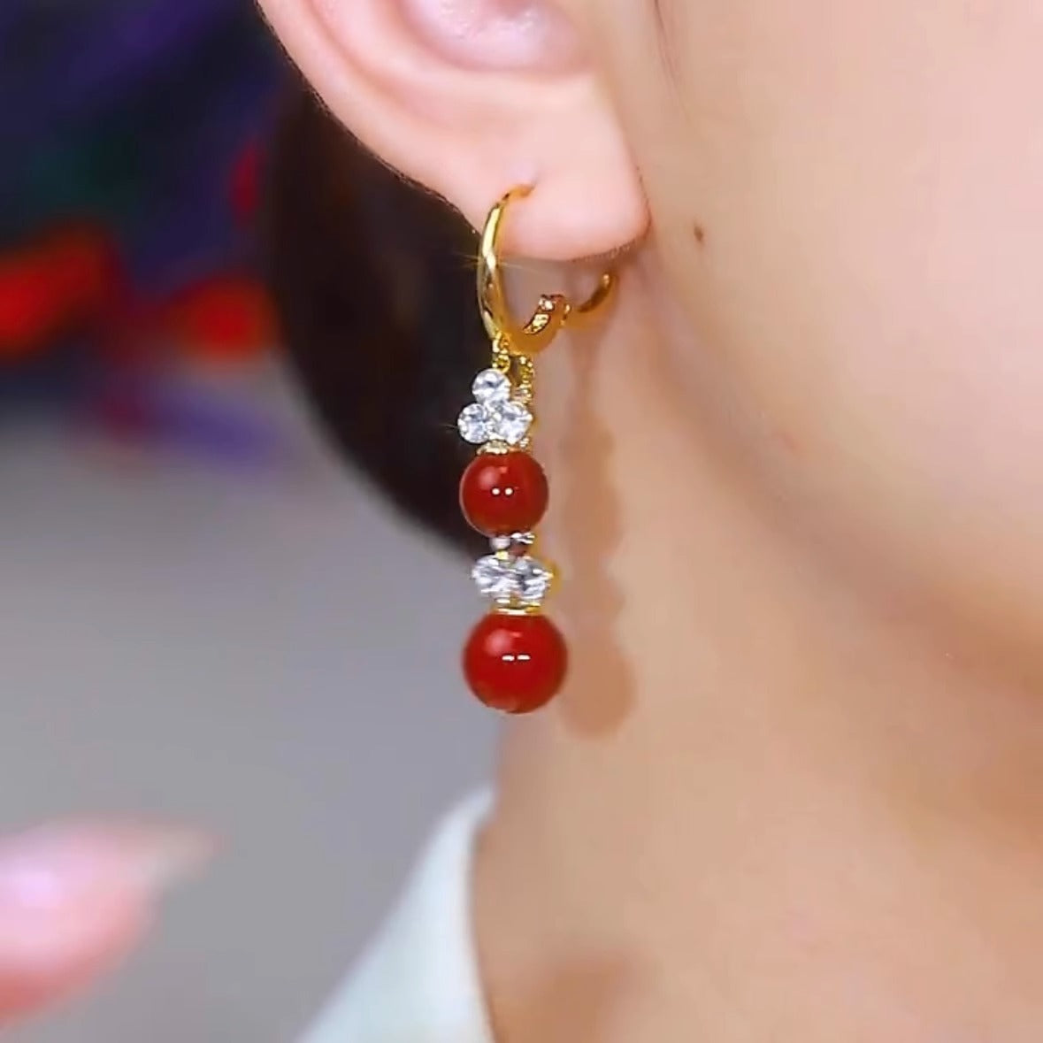 Temperament Red Bead Long Tassel Earrings Autumn And Winter New Earrings for Women