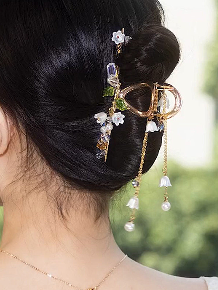 Lily Of The Valley Tassel Hairpin High-end Back Of Head Headpiece