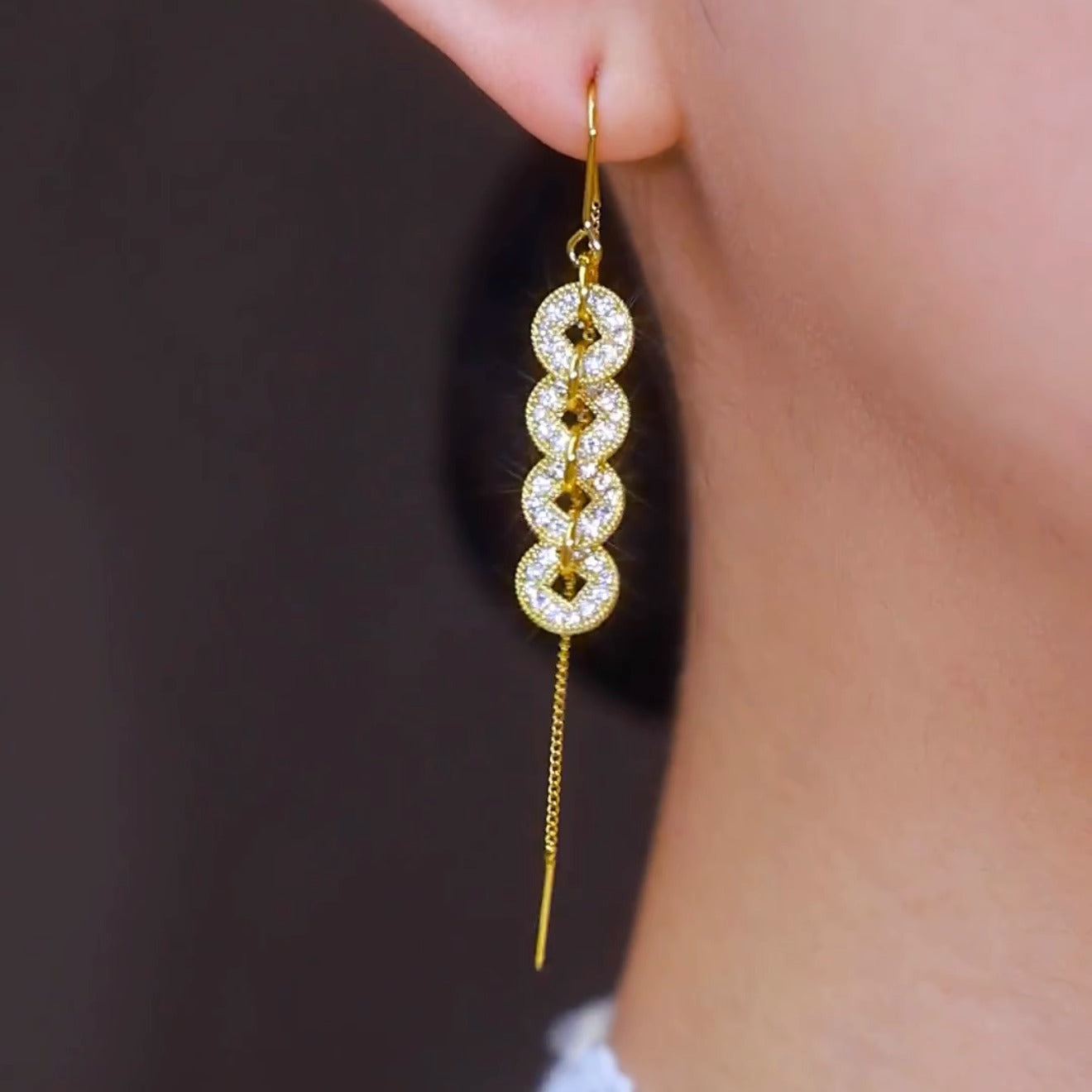 Coin Ear Wire Long Tassel Earrings For Women
