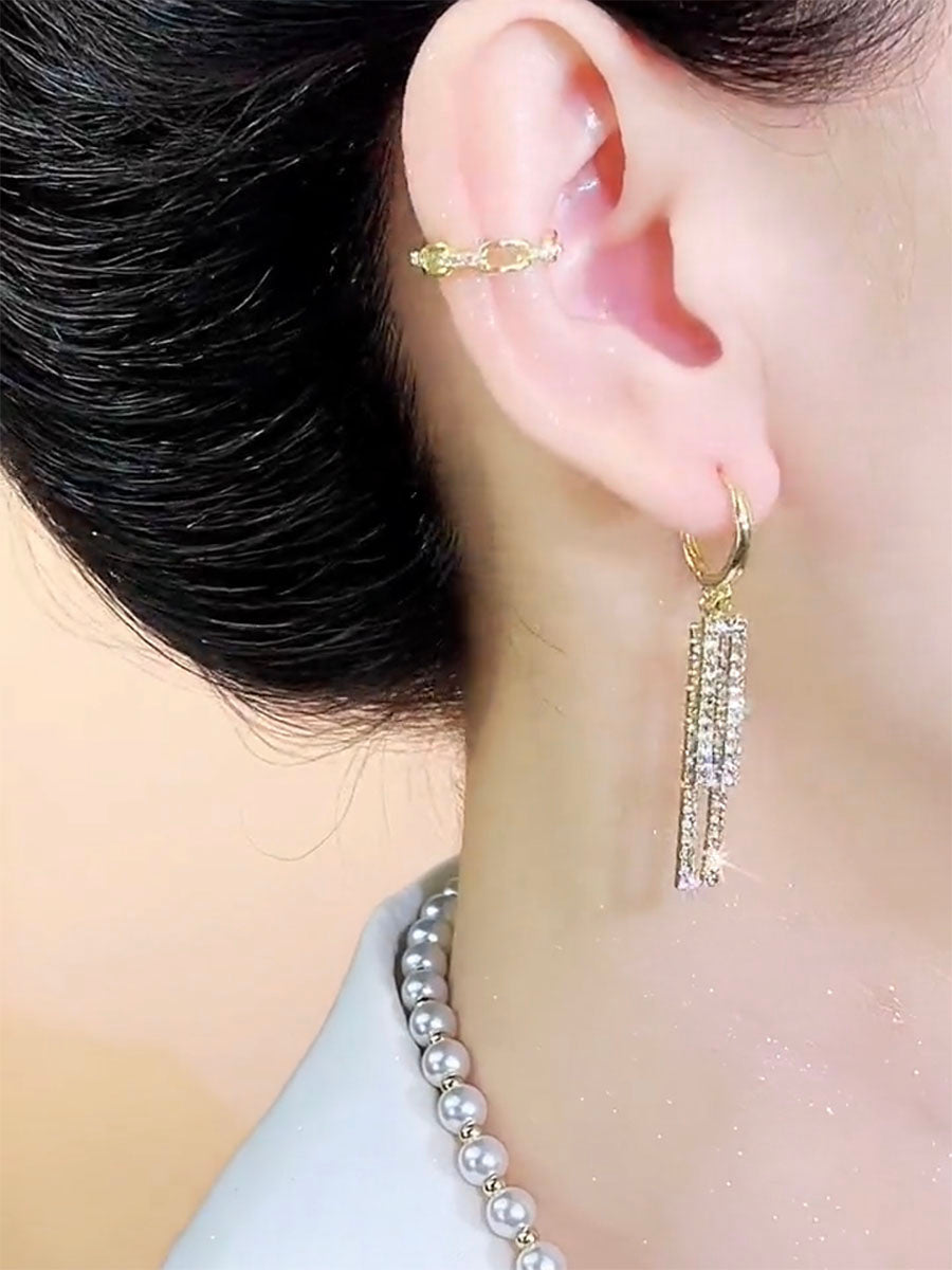 New Design Square Full Diamond Long Earrings For Women