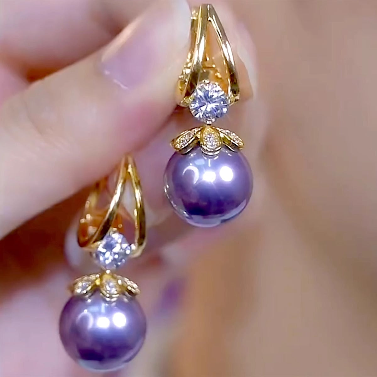 French Purple Pearl Earrings for Women Accessories