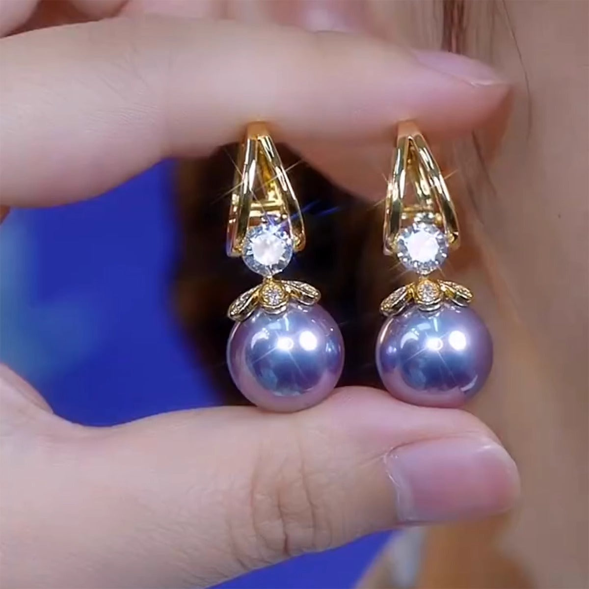 French Purple Pearl Earrings for Women Accessories