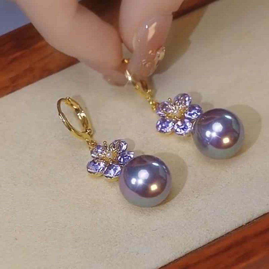 New Exquisite Design Purple Flower Bead Earrings