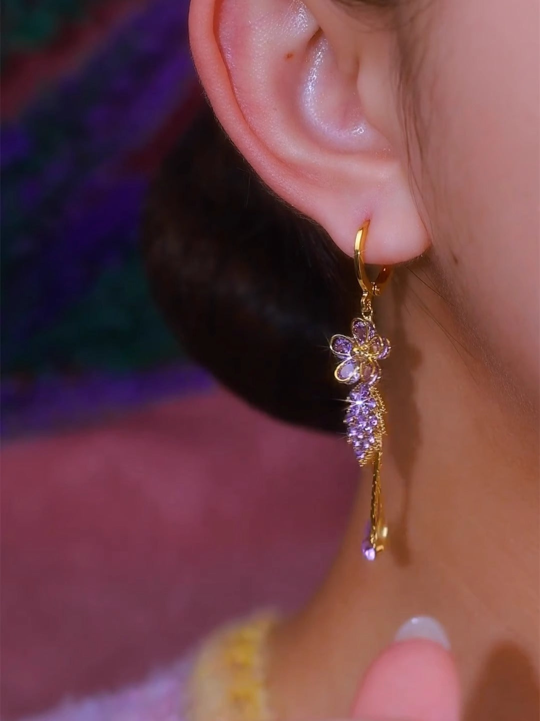 Fashionable And Exquisite Flower Leaf Zircon Earrings For Women