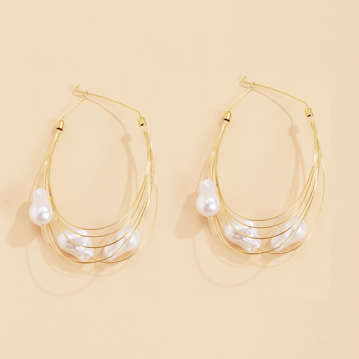 Baroque Style Handmade Multi-layer Tassel Imitation Pearl Earrings For Women