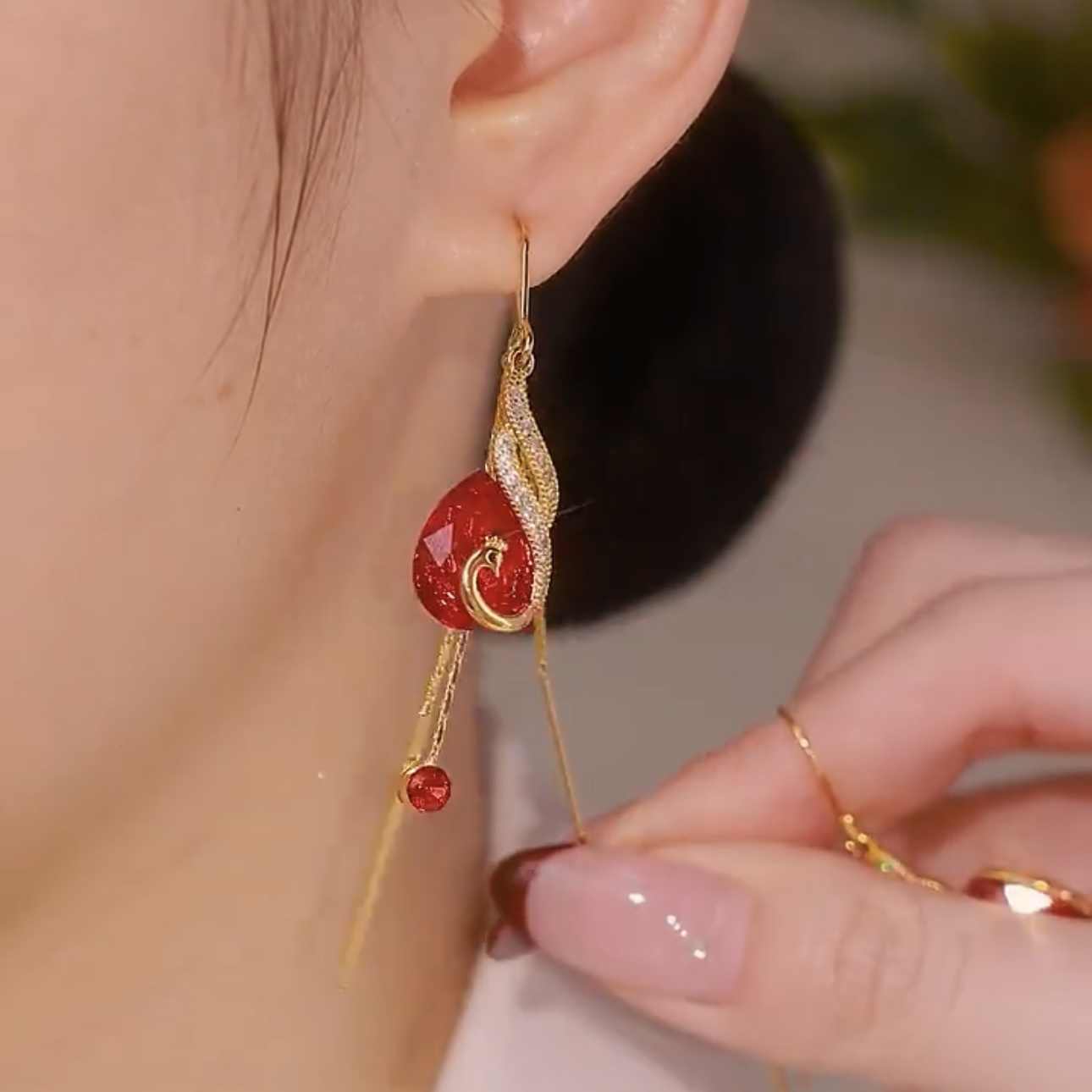 Women's Crystal Phoenix Anti-lost Festive Earrings