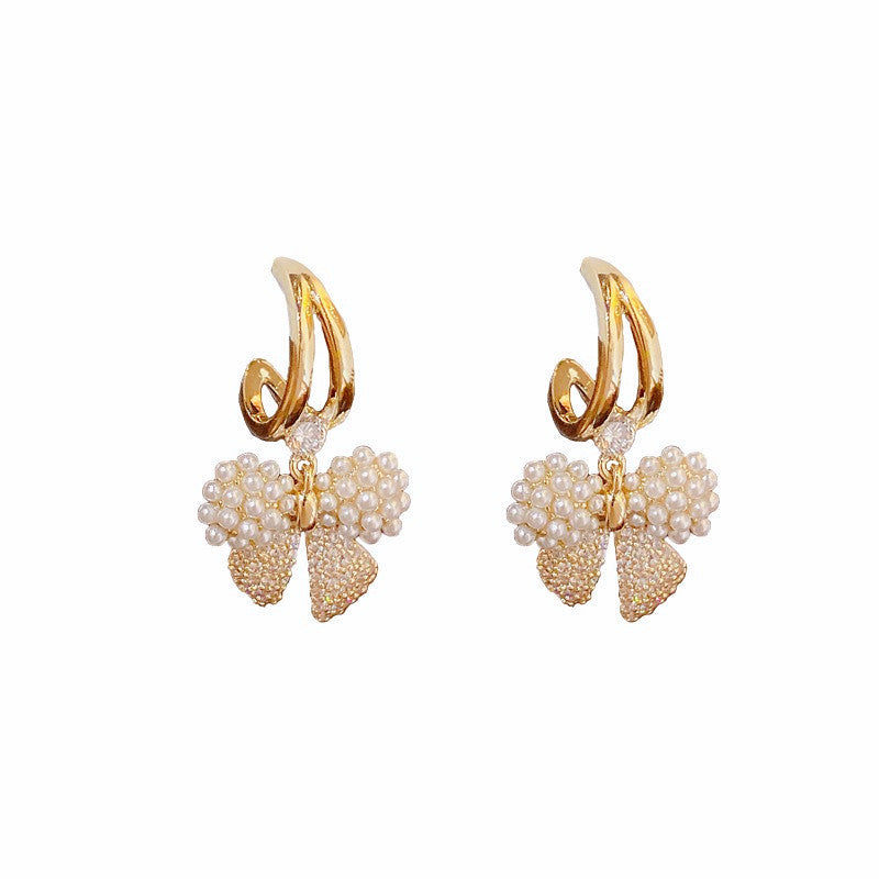 Fashionable And Fresh Bow Earrings S925 Silver Needle Earrings