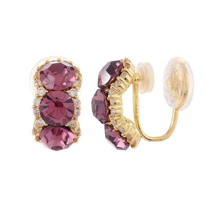 Elegant Purple Rhinestone Versatile Earrings — Women's Accessories