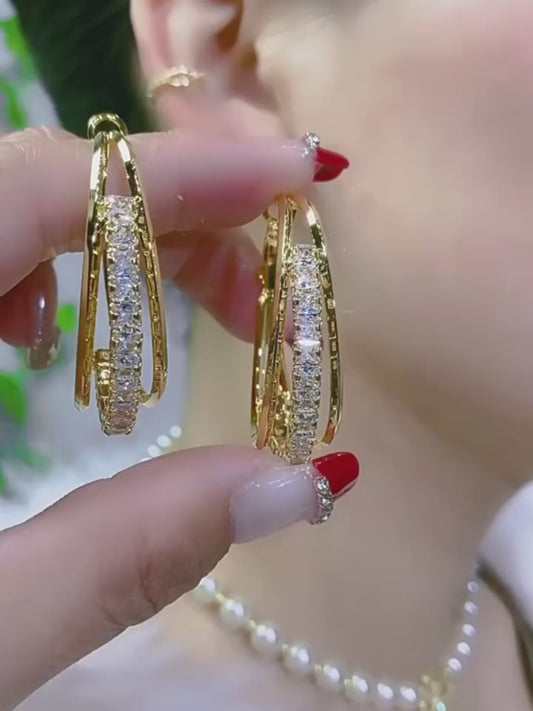 Zircon Hoop Earrings, Feminine And Versatile Earrings