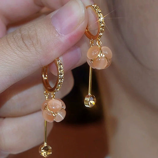 New Diamond Ball Long French Tassel Earrings for Women