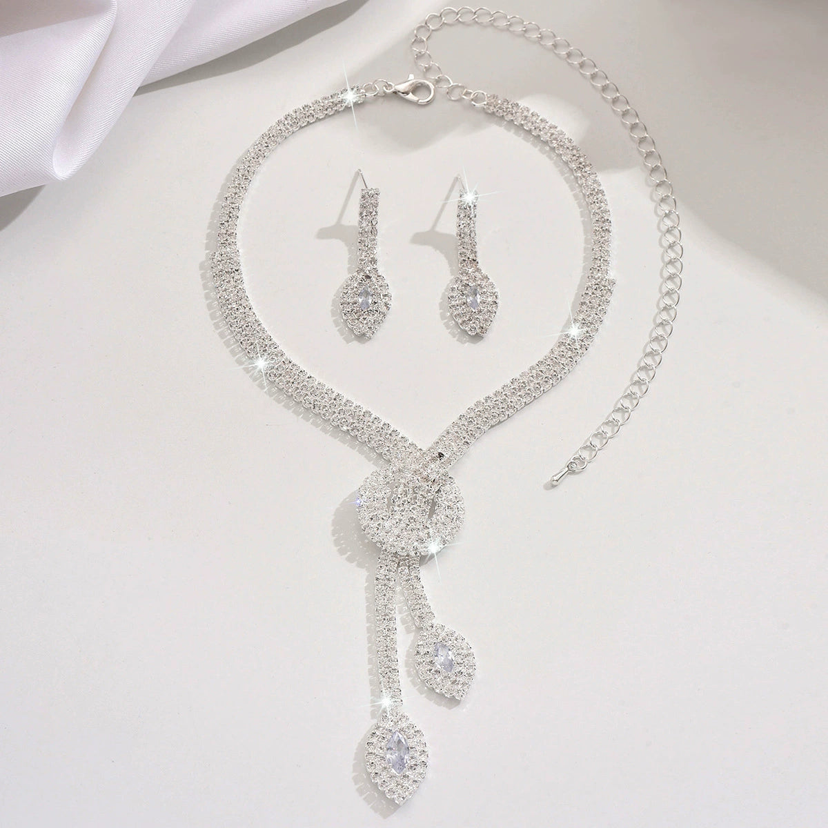 Women's Necklace + Earrings Jewelry Set, Zircon Crystal Accessories Gift
