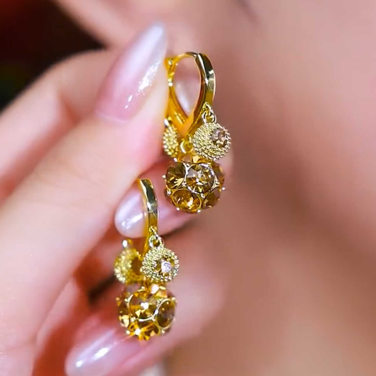 Luxury Crystal Durian Stud Earrings | Elegant Hong Kong Style Statement Jewelry