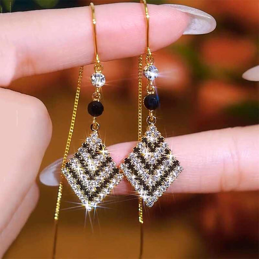 Exquisite Houndstooth Diamond Earrings Women's Accessories