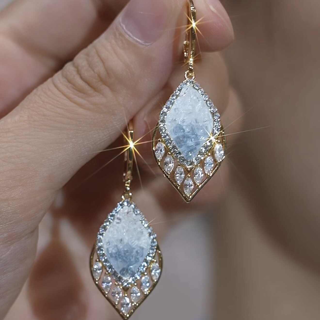 Elegant Gradient Rhinestone Drop Earrings