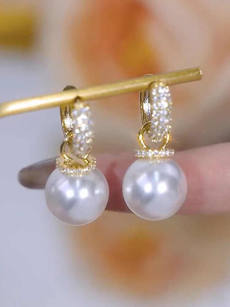 Zircon Pearl Earrings for Women Accessories