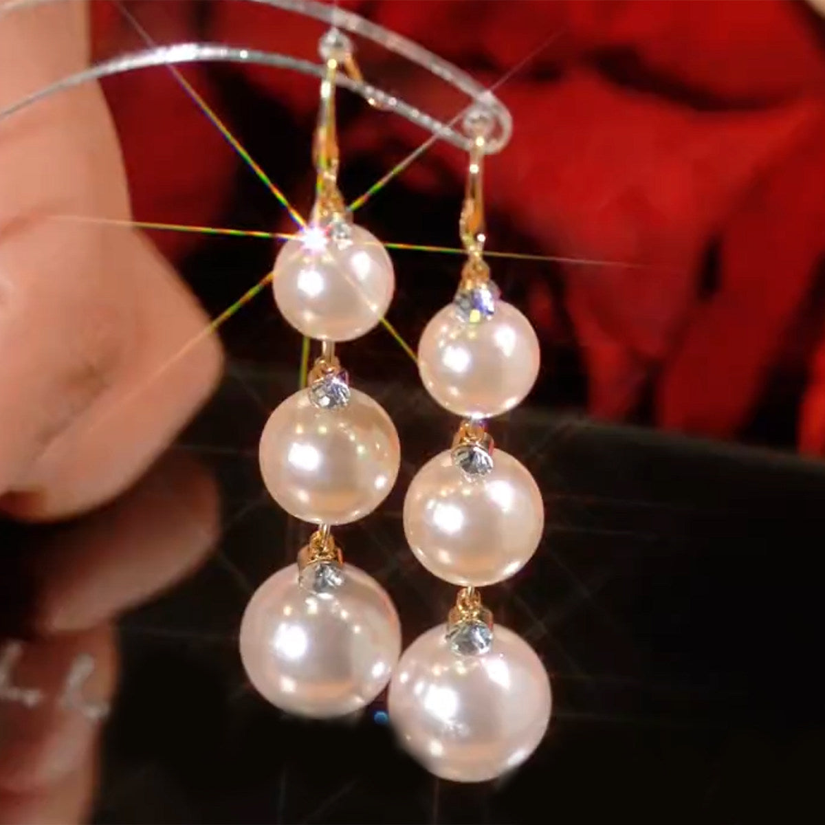 Elegant Long Pearl Tassel Earrings with Cubic Zirconia – French Luxury Statement Earrings for Women