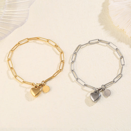 Pulsera con colgante de amor de acero inoxidable y titanio simple, joyería para mujer al por mayor