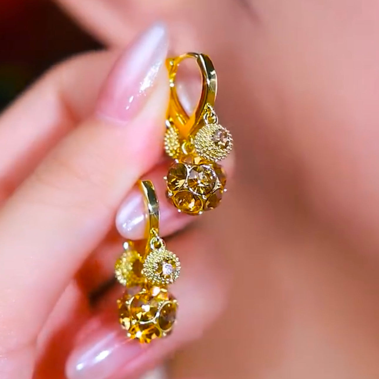 Luxury Crystal Durian Stud Earrings | Elegant Hong Kong Style Statement Jewelry