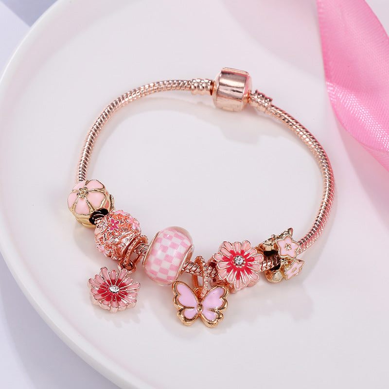 Frischer Handschmuck Schmetterling Liebesblumenarmband Kleines Gänseblümchen Goldener Schmetterling Anhänger Schmuck