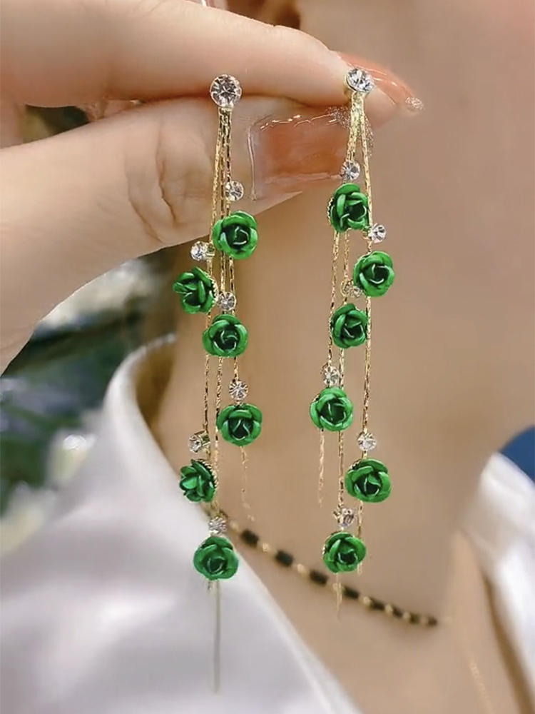 Pendientes largos con borlas rosas Accesorios para mujer