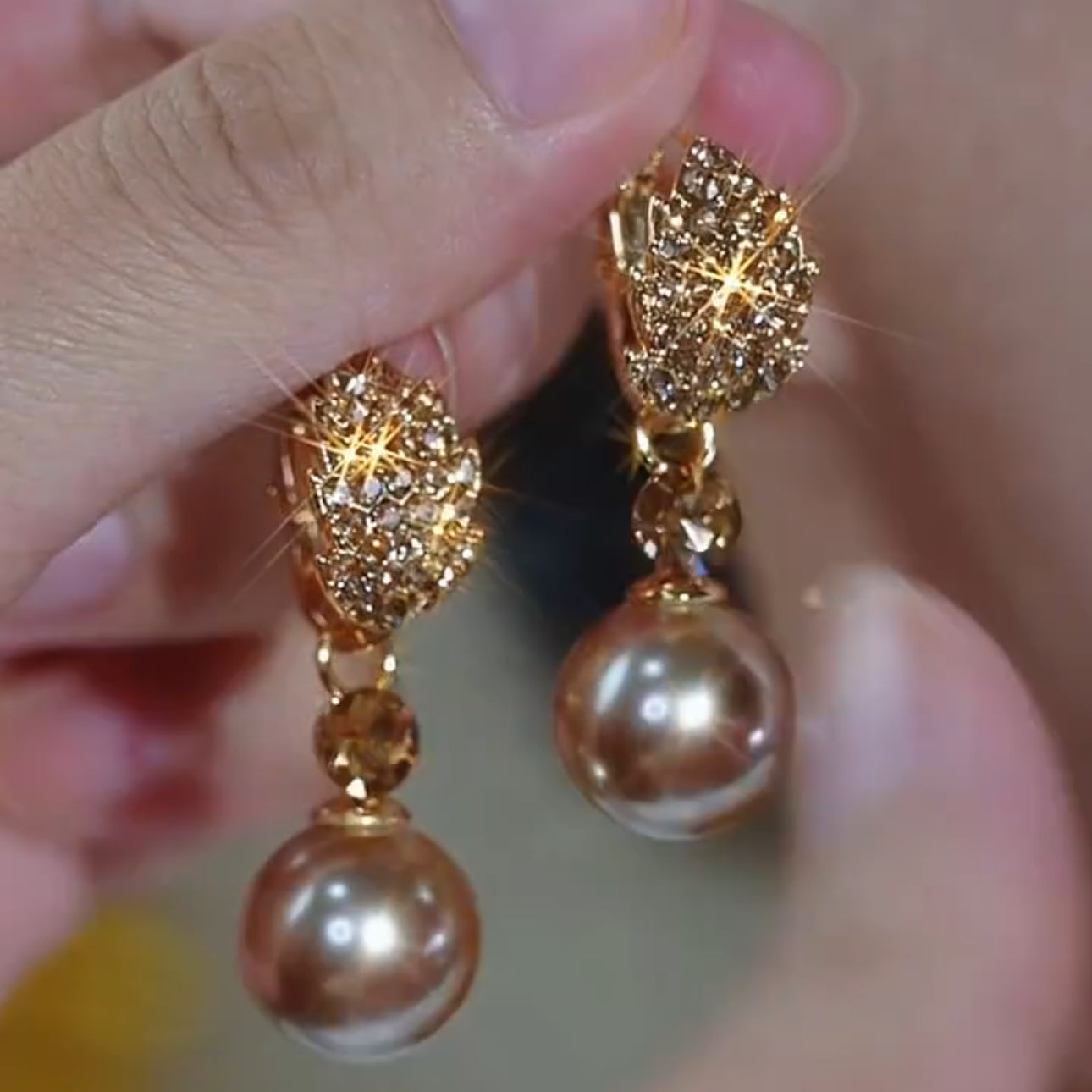 Diamond Leaf Pearl Earrings Elegant Accessories For Women
