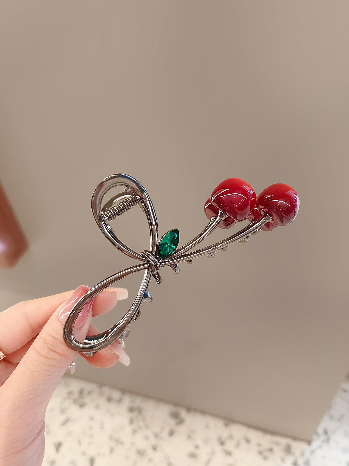 Metal Cherry Hairpin Shark Clip Headwear