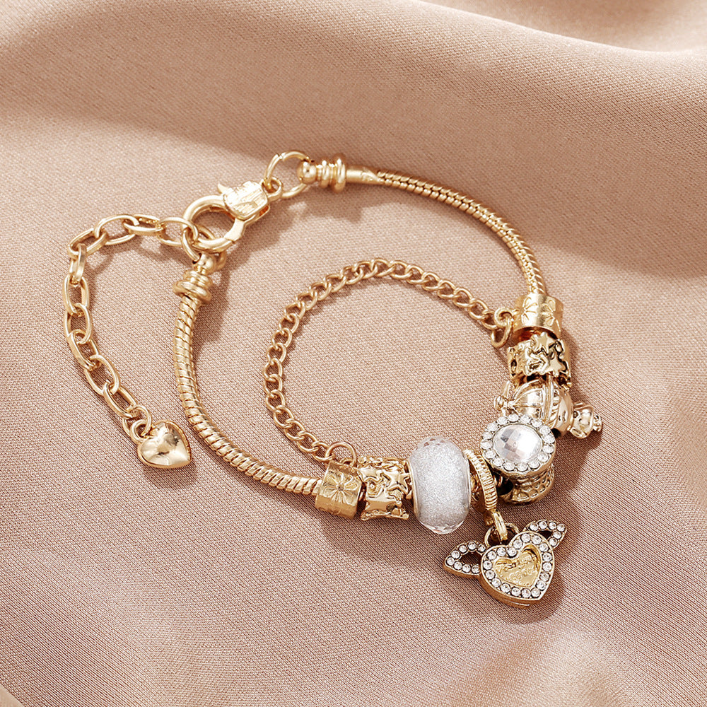 Angel Wing Bracelet DIY Diamond Heart Cupid Pendant Jewelry