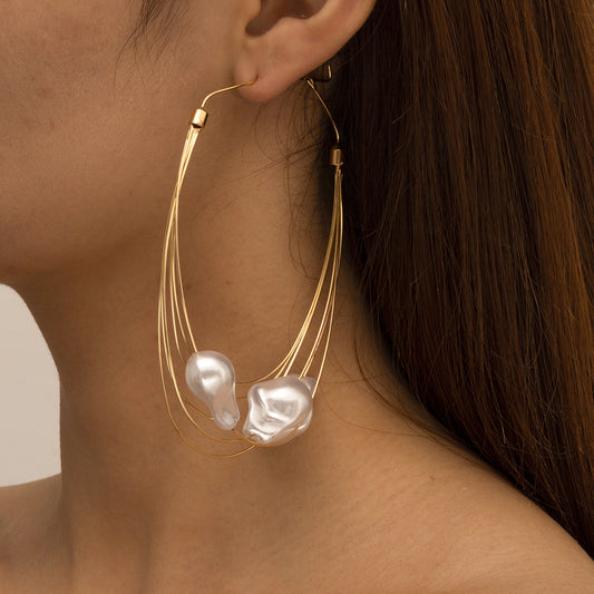 Baroque Style Handmade Multi-layer Tassel Imitation Pearl Earrings For Women