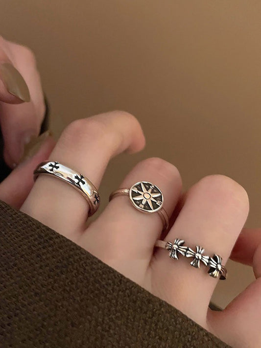 Retro Distressed Cross Open Ring For Women High-end Fashionable Ring Accessories