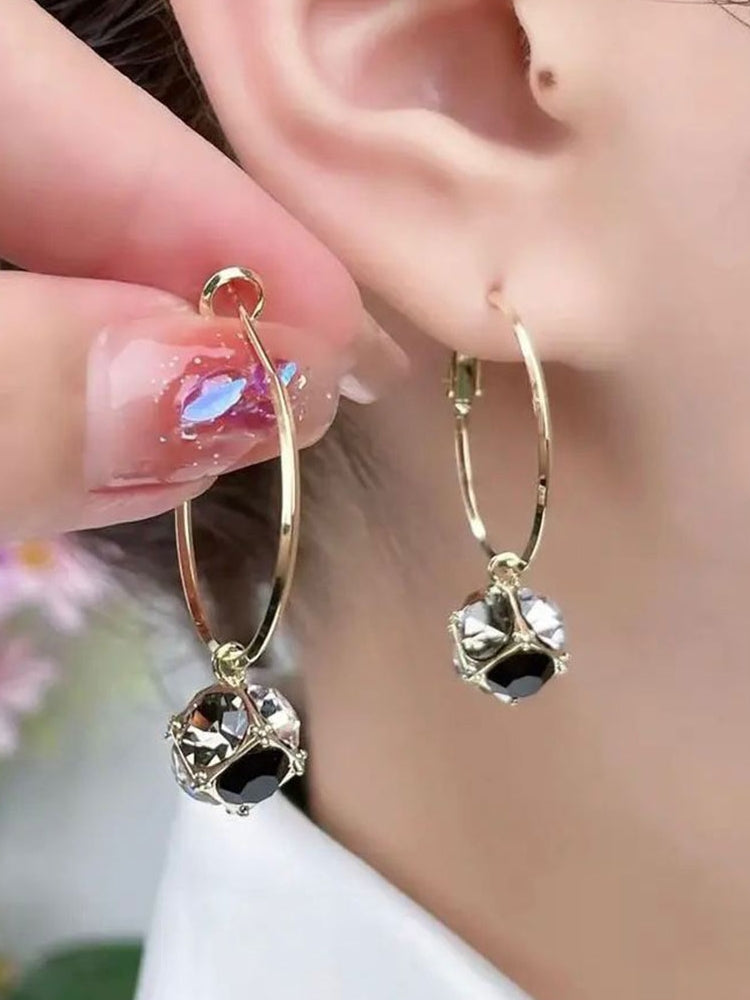 S925 Sterling Silver Needle Diamond Crystal Earrings