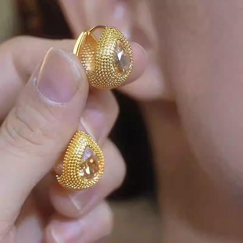 Golden Durian Water Drop Earrings for Women