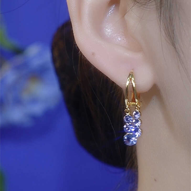 Simple Purple Rhinestone Tassel Earrings Female Designer Accessories