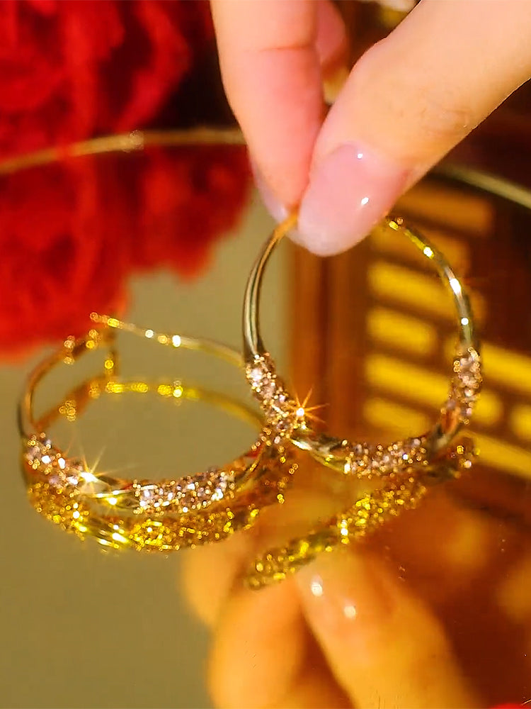 Light Luxury Design Copper Alloy Large Hoop Earrings Accessories for Women