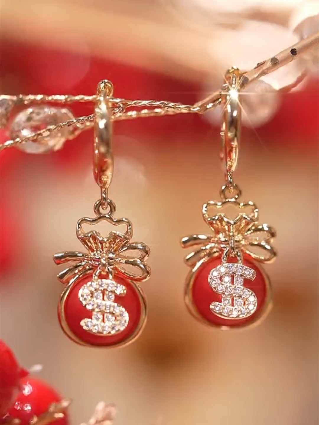 New Year Red Lucky Good Luck Earrings