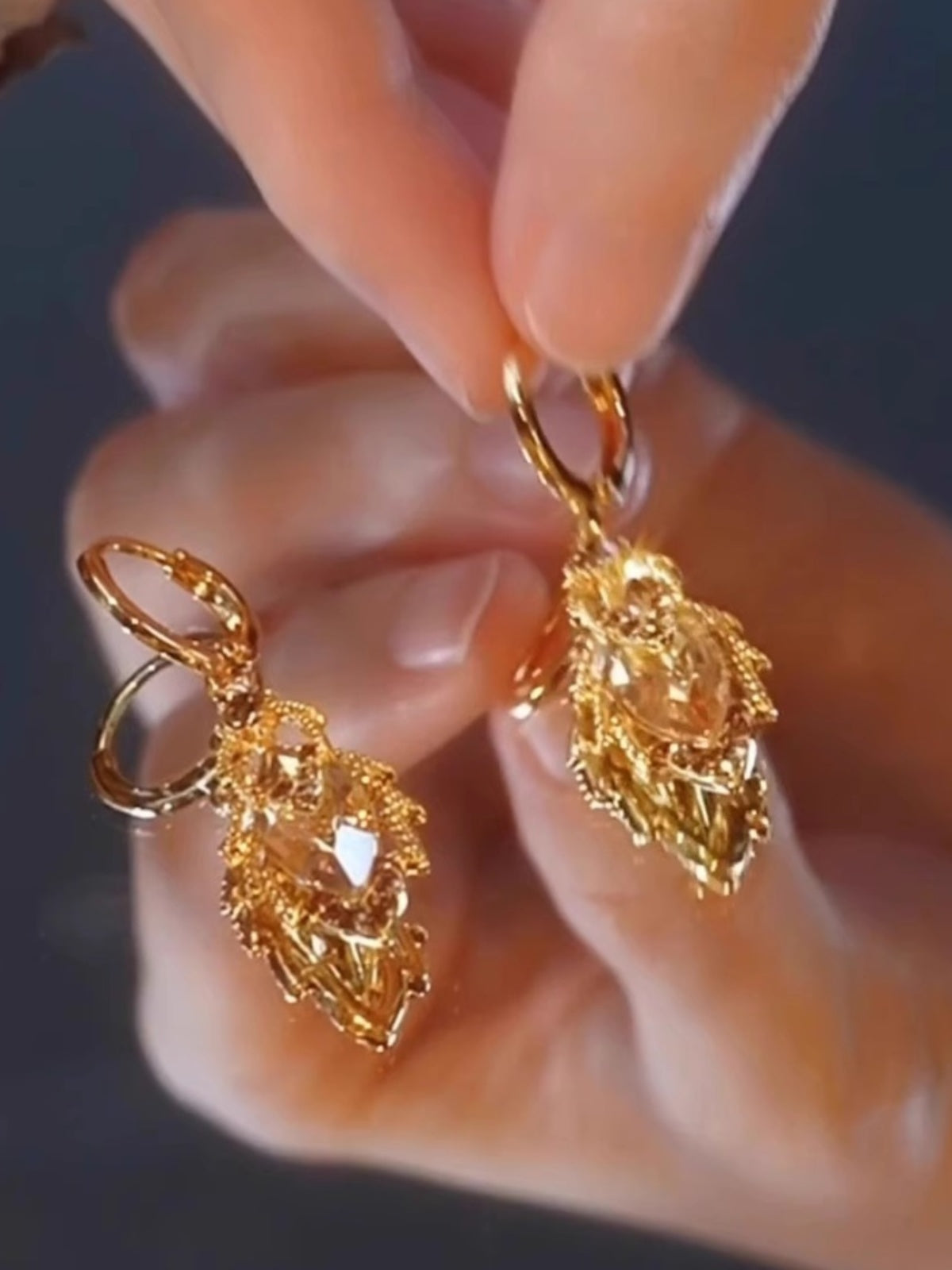 Champagne Maple Leaf Earrings Versatile Women's Accessories