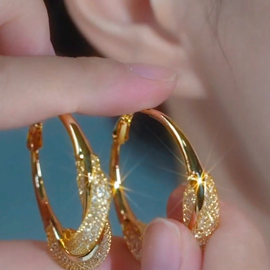 Fashionable And Elegant Golden Hollow Earrings For Women