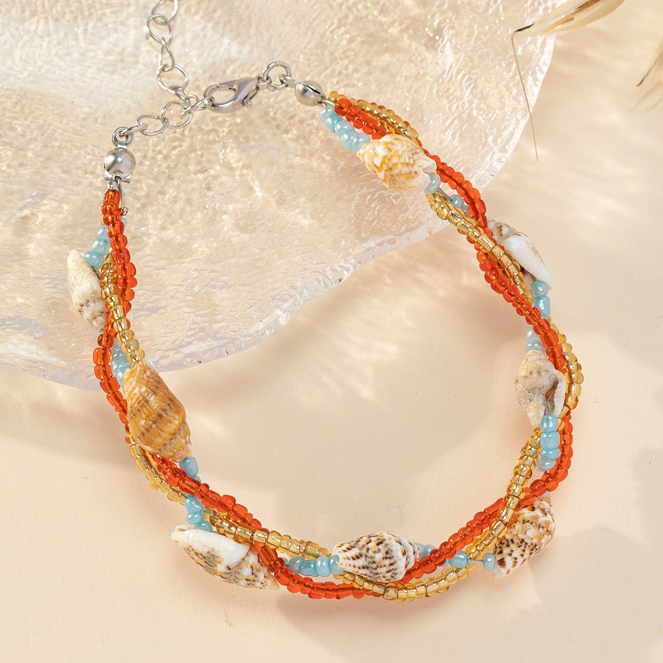 Vintage Handgemachte Perlen Conch Geflochtenes Armband Damen Böhmisches Verstellbares Armband