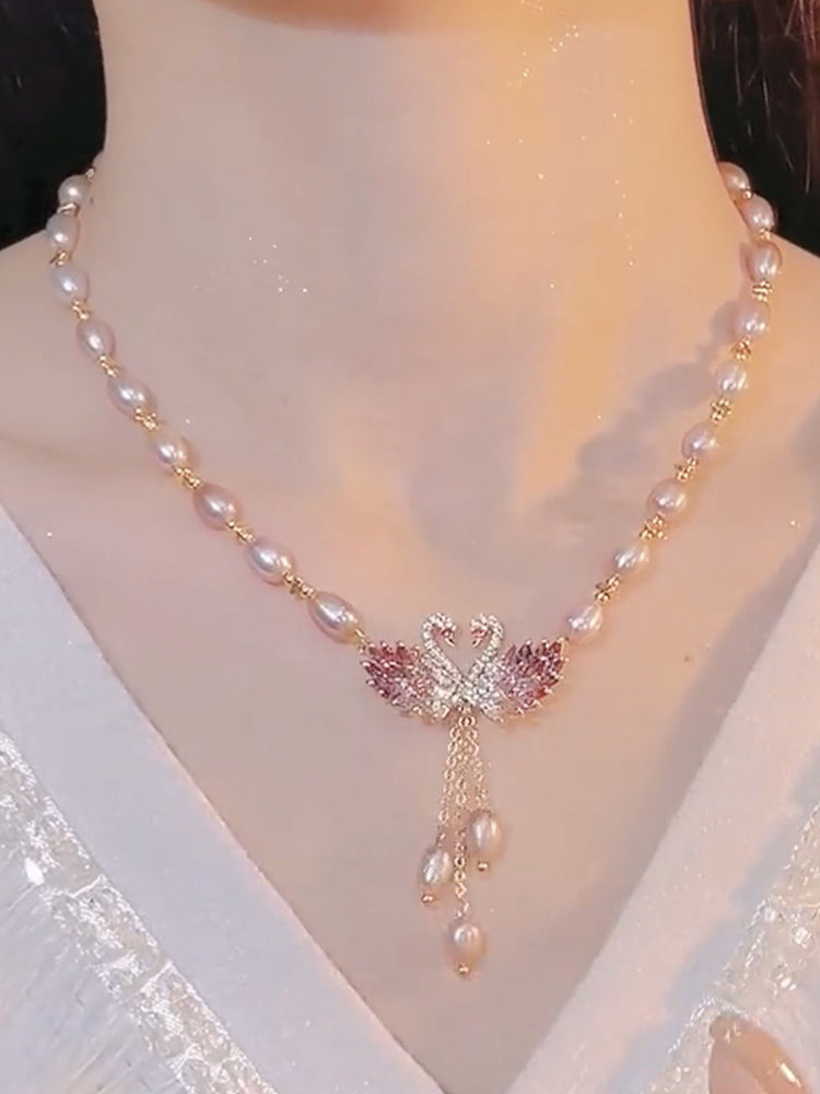 Swan Love Necklace Pearl Necklace Accessories Pendant