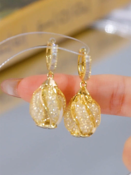 Gold Mesh Water Drop Fashion Earrings