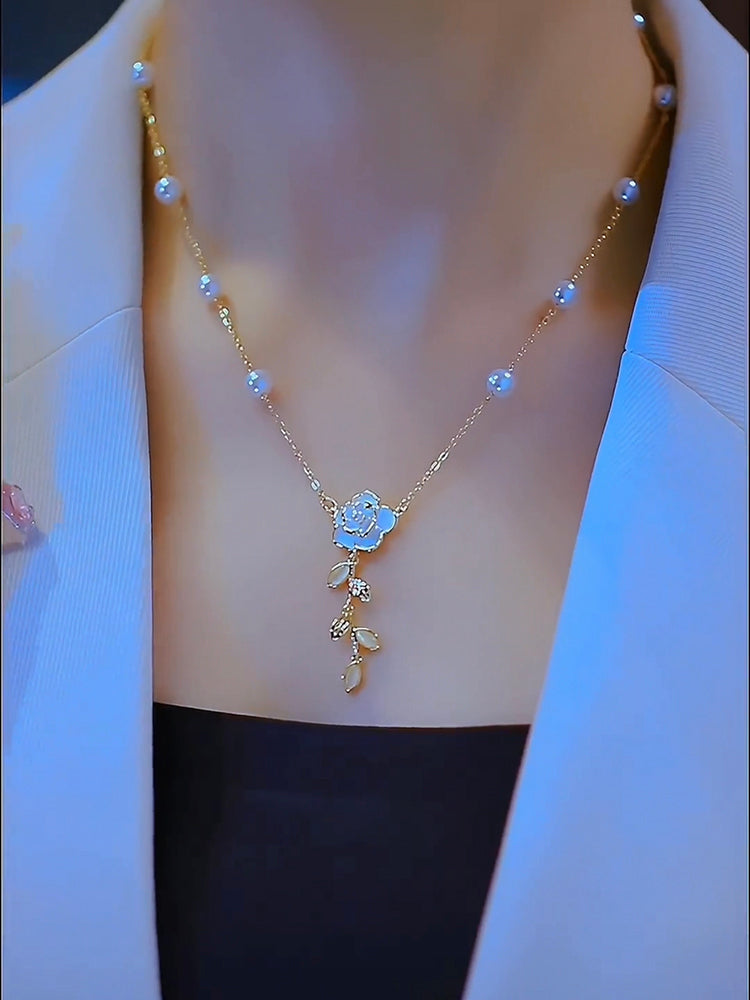 Camellia Pearl Fashion Necklace Collarbone Chain