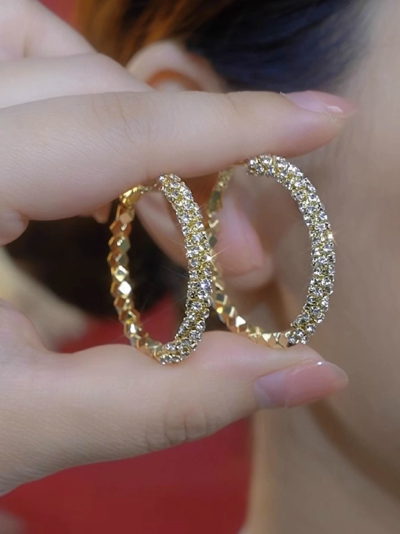 Diamond-encrusted Sterling Silver Hoop Earrings With a Stylish Design for Women