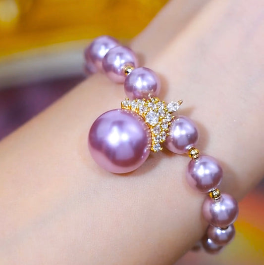 Fashion Purple Diamond Pearl Pendant Bracelet for Women