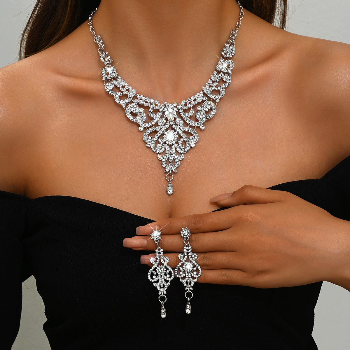 (Necklace + Earrings Set) Party Dress Women's Accessories