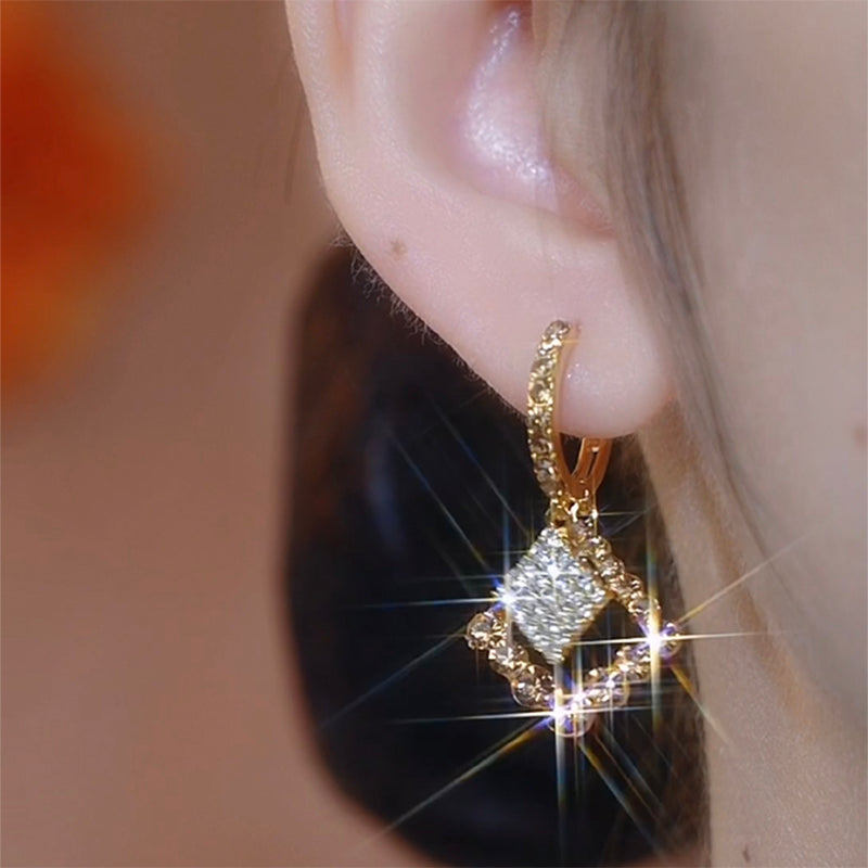 New Light Luxury Full Diamond Geometric Earrings For Women